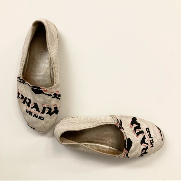 Prada Shoes - Prada Embroidered Logo Canvas Espadrille.